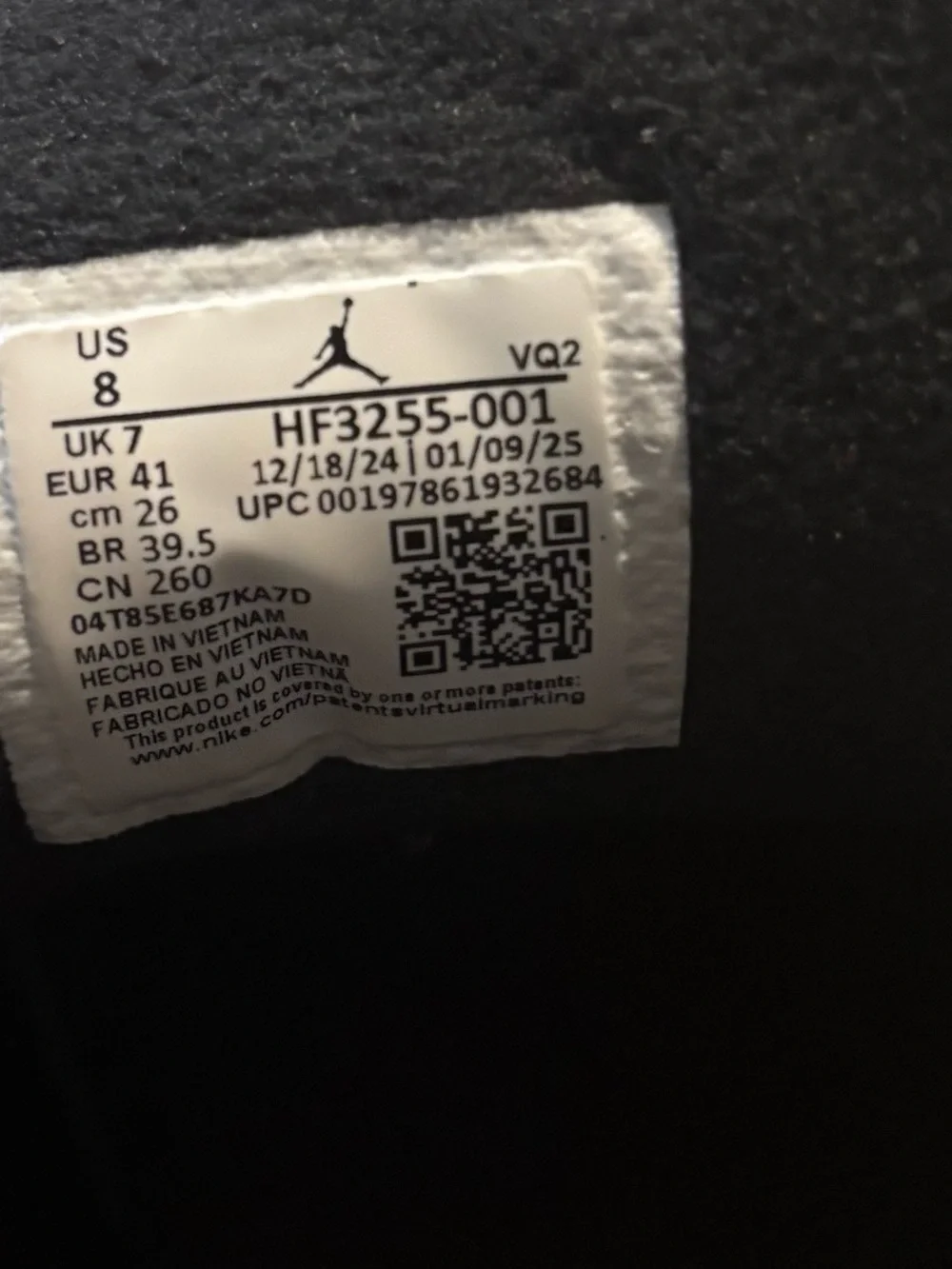 Jordan men’s size